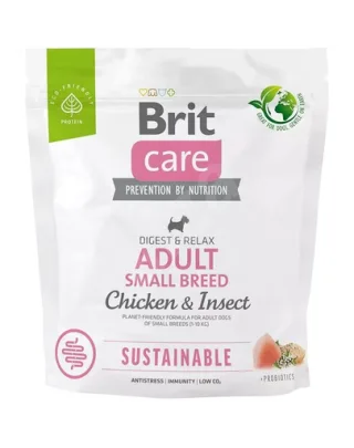 BRIT Care Sustainable Adult Small Breed 1 kg Hrana uscata pentru caini de talie mica, cu pui si insecte