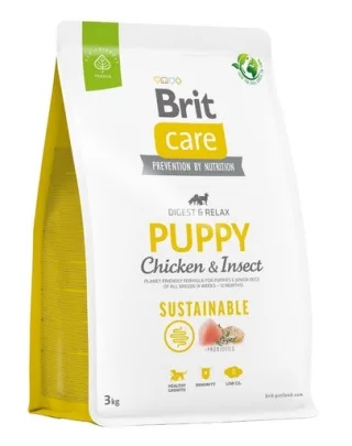 BRIT Care Sustainable Puppy 3 kg Hrana uscata pentru catei, cu pui si insecte