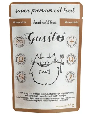 GUSSTO Cat Fresh Wild Boar pliculet hrana pisici, cu mistret 24x85 g