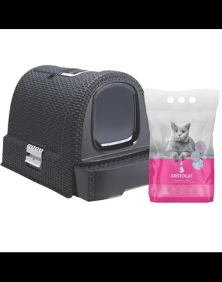 CURVER Litiera acoperita pisici + ARISTOCAT Silicat pisici PREMIUM 3.8 l fara parfum