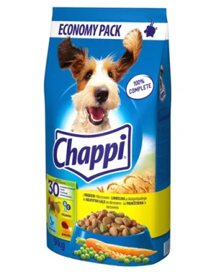 CHAPPI 9 kg - hrana uscata completa pentru caini adulti, cu carne de pasare si legume