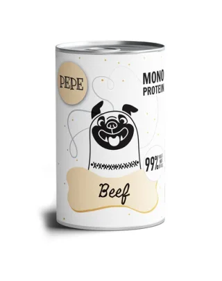 PAKA ZWIERZAKA PEPE Beef 99% Hrana umeda pentru caini, cu vita 400 g