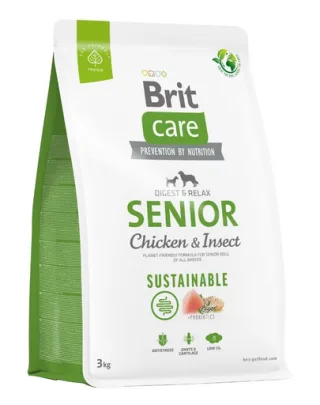 BRIT CARE Sustainable Senior Chicken &amp; Insect 3 kg hrana caini seniori, cu pui si insecte