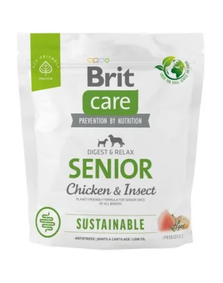 BRIT CARE Sustainable Senior Chicken &amp; Insect hrana caini seniori 1 kg cu pui si insecte