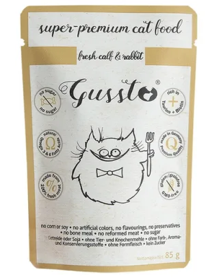 GUSSTO Cat Fresh Calf &amp; Rabbit hrana superpremium pisici 24x85 g iepure si vitel