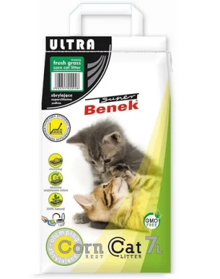 BENEK Super Corn Cat Ultra Asternut din porumb pentru litiera, cu miros de iarba proaspata 7 l