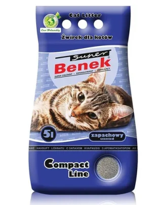 BENEK Super Compact nisip pentru litiera 5 l x 2 (10 l)  cu efect de calmare