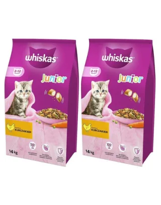 WHISKAS Junior 14kg x 2 hrana uscata cu pui pentru pisici junior