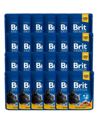 BRIT Premium Cat Adult somon si pastrav pentru pisici, pliculete 24x100g