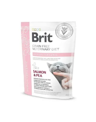 BRIT Veterinary Diets Cat Hypoallergenic 400 g Hrana uscata veterinara pisici cu alergii alimentare si probleme dermatologice