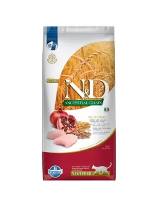 FARMINA N&amp;D Ancestral Adult Cat Neutered 10 kg Hrana pentru pisici sterilizate, cu pui, spelta, ovaz si rodie