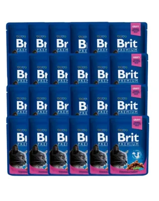 BRIT Premium Adult Set hrana umeda pentru pisici adulte, pui si curcan 24 x 100g