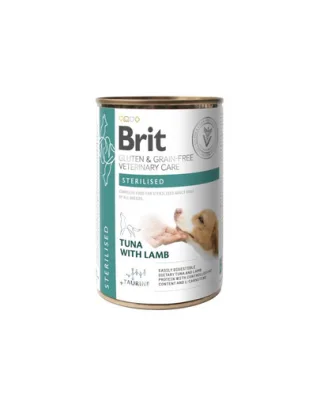 BRIT Grain Free Veterinary Care Sterilised 400 g Hrana umeda caini sterilizati, cu ton cu miel