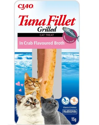 INABA Tuna fillet in crab flavoured broth 15g Recompensa pisici file de ton in sos de crab