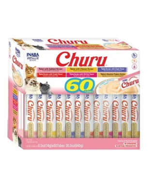 INABA Churu Varieties Tuna 60x14g Recompense cremoase pentru pisici, cu ton