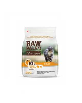 VETEXPERT Raw Paleo Adult Cat Turkey&amp;Chicken Hrana pisici adulte, cu pui si curcan 250 g