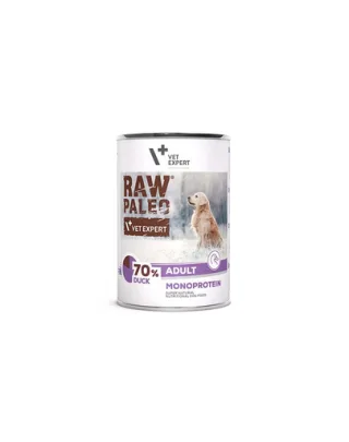 VETEXPERT Raw Paleo Duck Adult Can Conserva hrana caini adulti, cu rata  400g