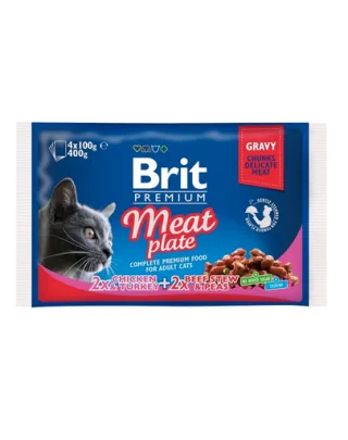 BRIT Pachet Cat Adult meat plate 4x100 g