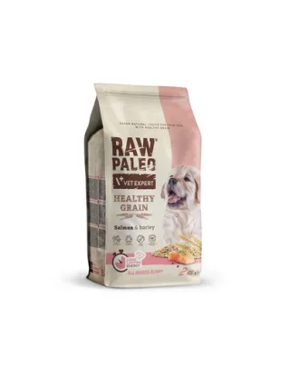 VETEXPERT RAW PALEO Heathy Grain Puppy Salmon 2 kg Hrana uscata pentru catei, cu somon