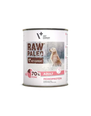 VETEXPERT Raw Paleo Pork Adult Can 800g Conserva caine, cu porc