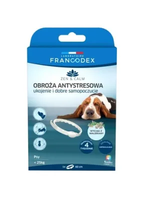 FRANCODEX Zgarda anti-stres cu valeriana pentru caini < 25 kg 60 cm