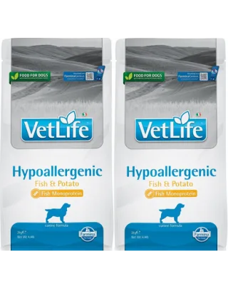 FARMINA Vet Life Hypoallergenic Fish &amp; Potato 2 x 2 kg hrana caini cu alergii