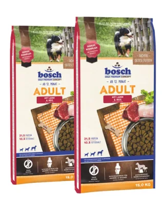 BOSCH Hrana uscata pentru caini adulti, cu miel si orez 30 kg (2 x 15 kg)