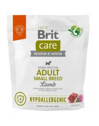 BRIT CARE Hypoallergenic Adult Small Breed Lamb 1kg hrana caini adulti de rasa mica, cu miel