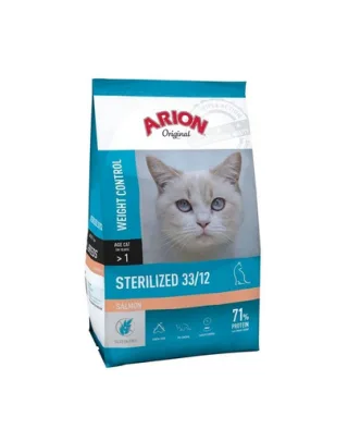 Hrană pisici sterilizate ARION Original Sterilized 33/12, 7,5 kg cu somon, controlul greutății și susținerea tractului urinar