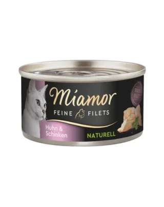 MIAMOR Feine Filets Naturell Chicken&amp;Ham 80g pui si sunca in sos propriu, hrana pisica