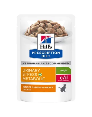 HILL'S PRESCRIPTION DIET c/d Urinary Stress + Metabolic Hrana umeda pisici cu probleme urinare, pentru controlul greutatii 12x85 g