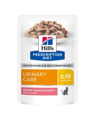 HILL'S Prescription Diet Feline C/D Multicare Urinary care Hrana umeda pisici cu probleme urianare, cu somon 12x85g