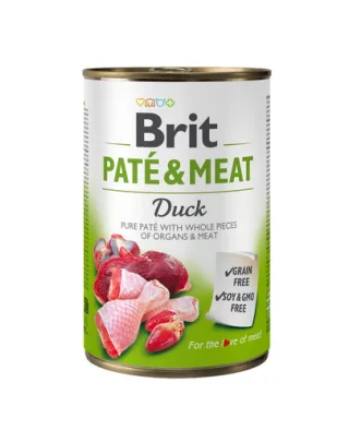 BRIT Pate&amp;Meat Duck 400 g hrană umedă câini, pateu cu rață