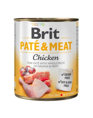 BRIT Pate&amp;Meat Chicken 800 g hrană umedă câini, pateu cu pui