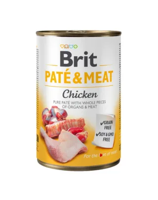 BRIT Pate&amp;Meat Chicken 400 g hrană umedă câini, pateu cu pui