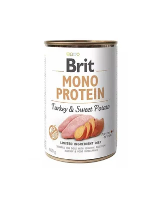 BRIT Mono Protein Turkey &amp; Sweet Potato 400 g Hrana umeda caini adulti, cu curcan si cartofi dulci
