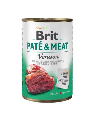 BRIT Pate&amp;Meat venison 400 g Hrana umeda caini adulti, cu vanat