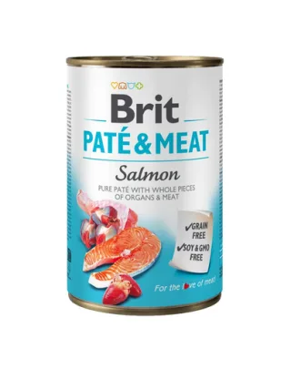 BRIT Pate&amp;Meat salmon 400 g Conserva hrana umeda caini, cu somon