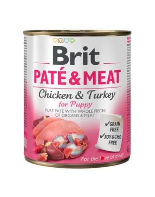 BRIT Pate&amp;Meat puppy 800 g Hrana umeda pentru catei, pateu cu pasare