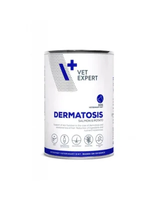 VET EXPERT Veterinary Diet Dog Dermatosis Salmon&amp;Potato 400 g hrana umeda veterinara pentru caini
