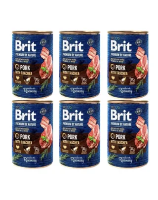 BRIT Premium by Nature 6x400 g set conserve hrana caini, porc si esofag