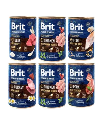 BRIT Premium by Nature Mix arome 6x400 g mancare naturala pentru caini