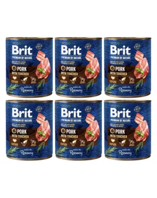 BRIT Premium by Nature Pork with Trachea 6x800 g porc si esofag, hrana umeda caine
