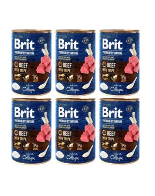 BRIT Premium by Nature Beef and tripes 6x400 g vita si maruntaie, hrana umeda caini