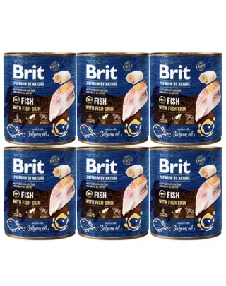 BRIT Premium by Nature Fish&amp;Fish Skin 6x800 g alimente umede caini, peste si piele de peste