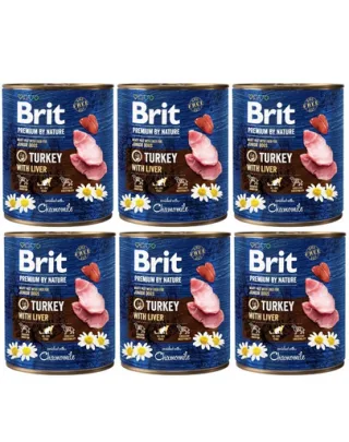 BRIT Premium by Nature Turkey with Liver 6x800 g mancare catei, curcan si ficat