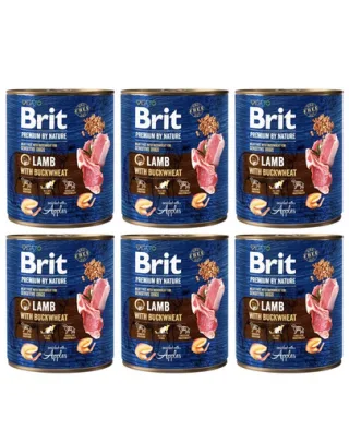 BRIT Premium by Nature Lamb and Buckwheat 6x800 g mancare umeda caine, miel si hrisca