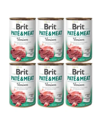 BRIT Pate&amp;Meat venison 6 x 400 g Hrana umeda caini adulti, cu vanat