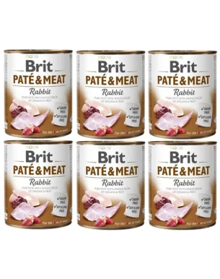 BRIT Pate&amp;Meat rabbit 6 x 800 g Conserva pentru caine, cu iepure