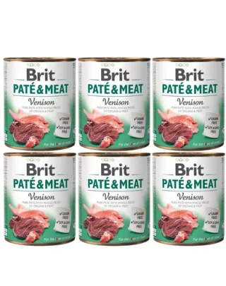 BRIT Pate&amp;Meat venison 6 x 800 g Conserva pentru caine, cu vanat